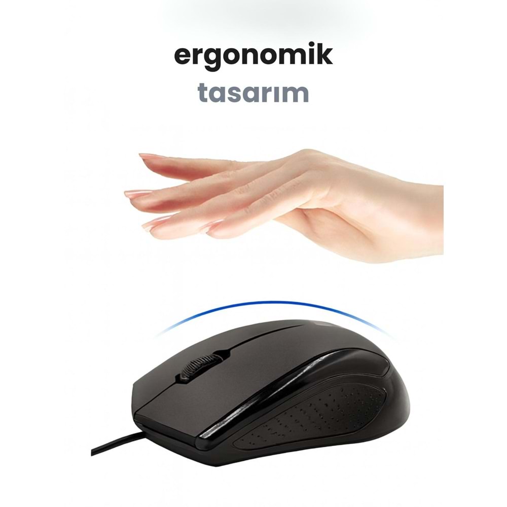 CONCORD C-29 USB Kablolu 3D Optik Mouse Siyah