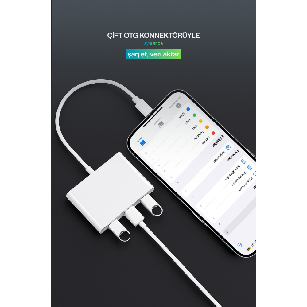 CONCORD JH-0511 Çift USB Bağlantı Lightning OTG Dönüştürücü