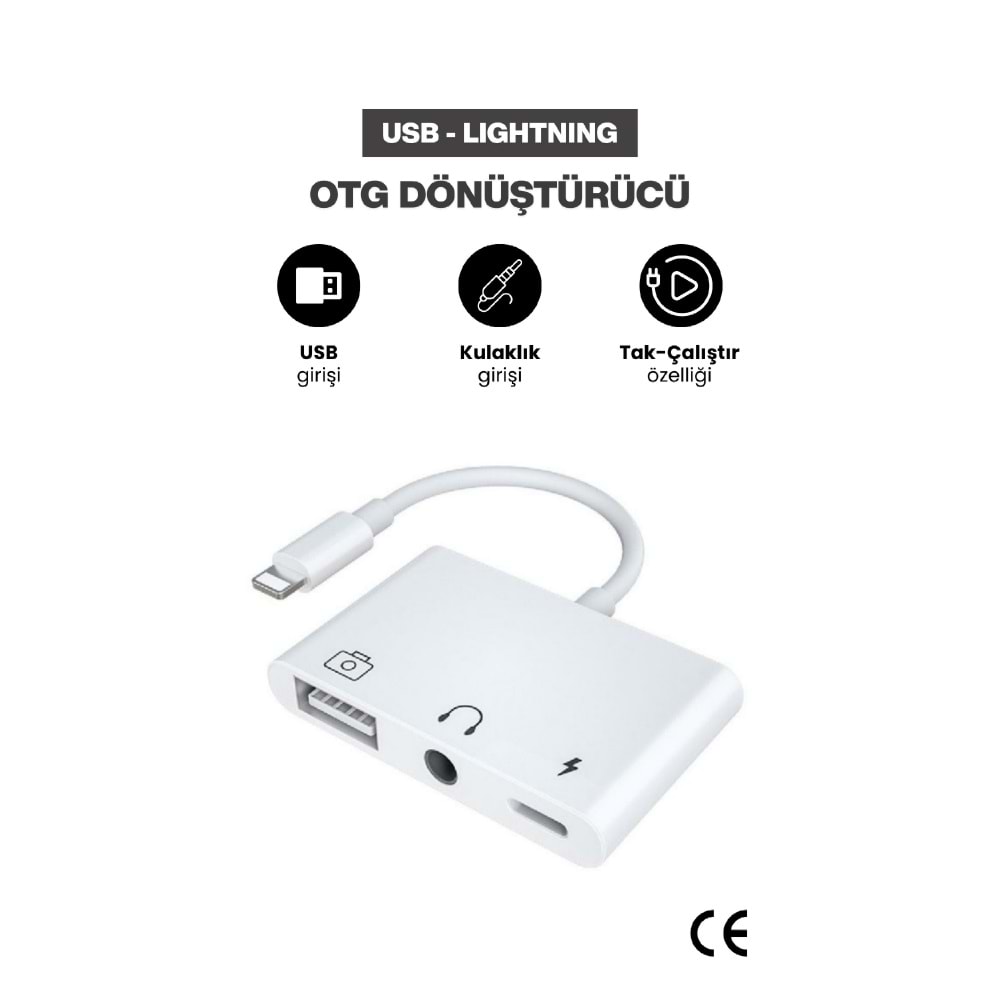 CONCORD JH-0513 USB 2.0 Lightning OTG Dönüştürücü