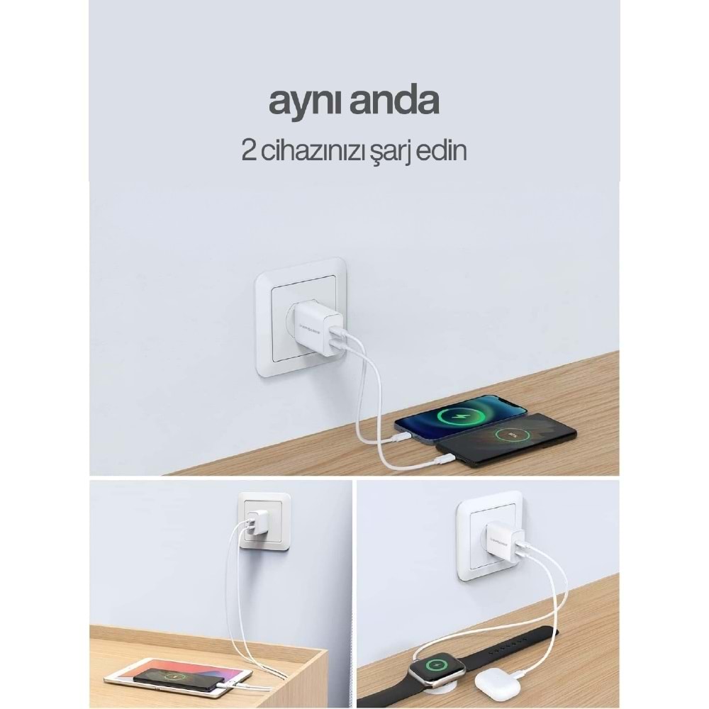 SPRANGE PLT-27 27W USB-L / USB-C PD Şarj Başlık Lightning – USB-C Data & Şarj Kablo