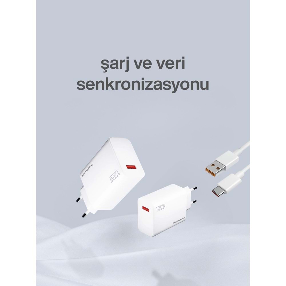 SPRANGE PTX-120 120W Turbo Şarj- USB-C Data & Şarj Kablo