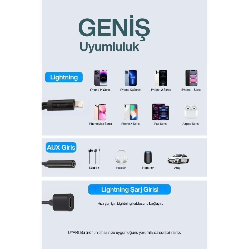 SHOAMI SH-016 2in1 Lightning Aux Çevirici