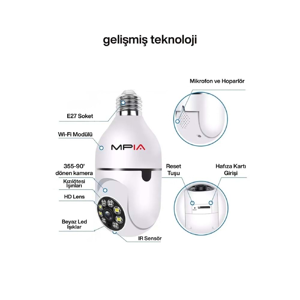 MPIA REN 4 MP Wi-Fi IP TF Kart Girişli Kamera 360° Panorama