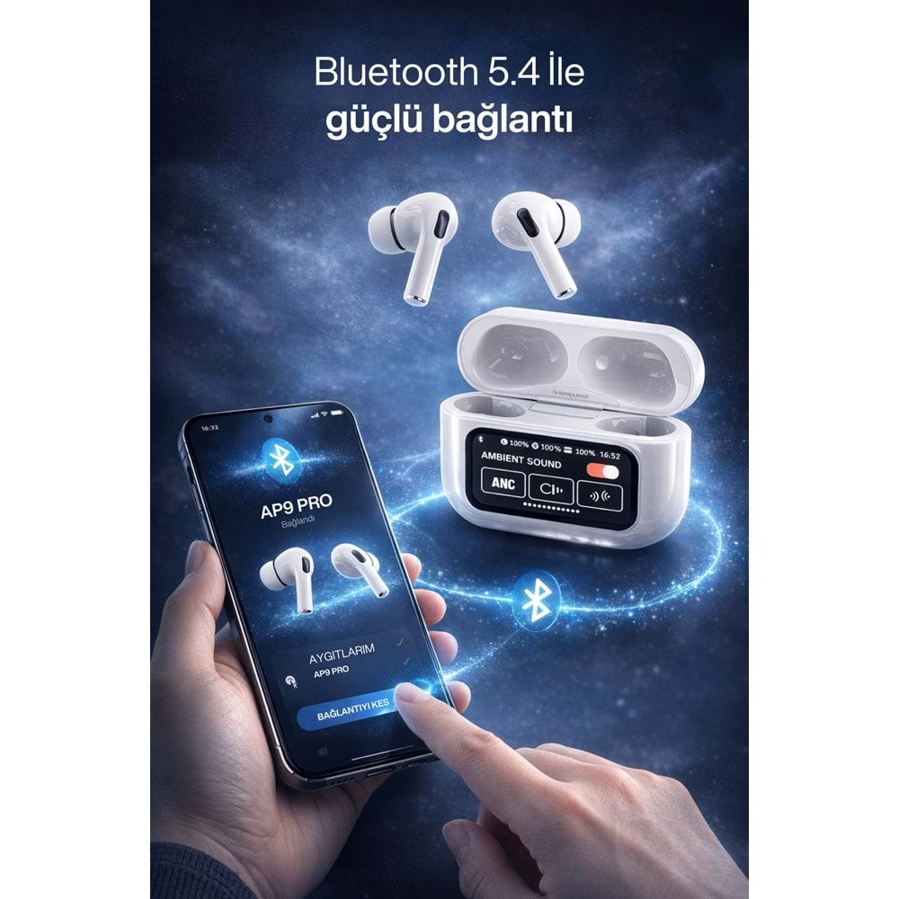 SPRANGE AP9 PRO Dokunmatik Ekran Bluetooth TWS Kulaklık