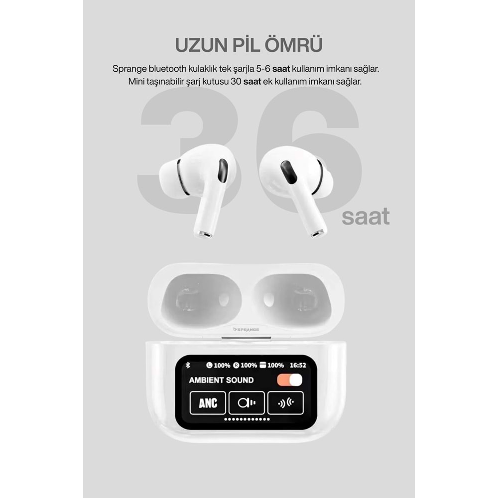SPRANGE AP9 PRO Dokunmatik Ekran Bluetooth TWS Kulaklık