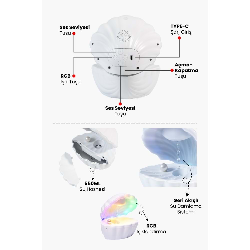 Y17 Bluetooth Hoparlör & Geri Akışlı Su Damlama Sistemi Hava Nemlendirici