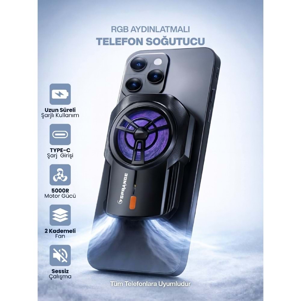 SPRANGE SR-MC4 RGB Aydınlatma Manyetik 2 Kademeli 8*6*3cm Telefon Soğutucu
