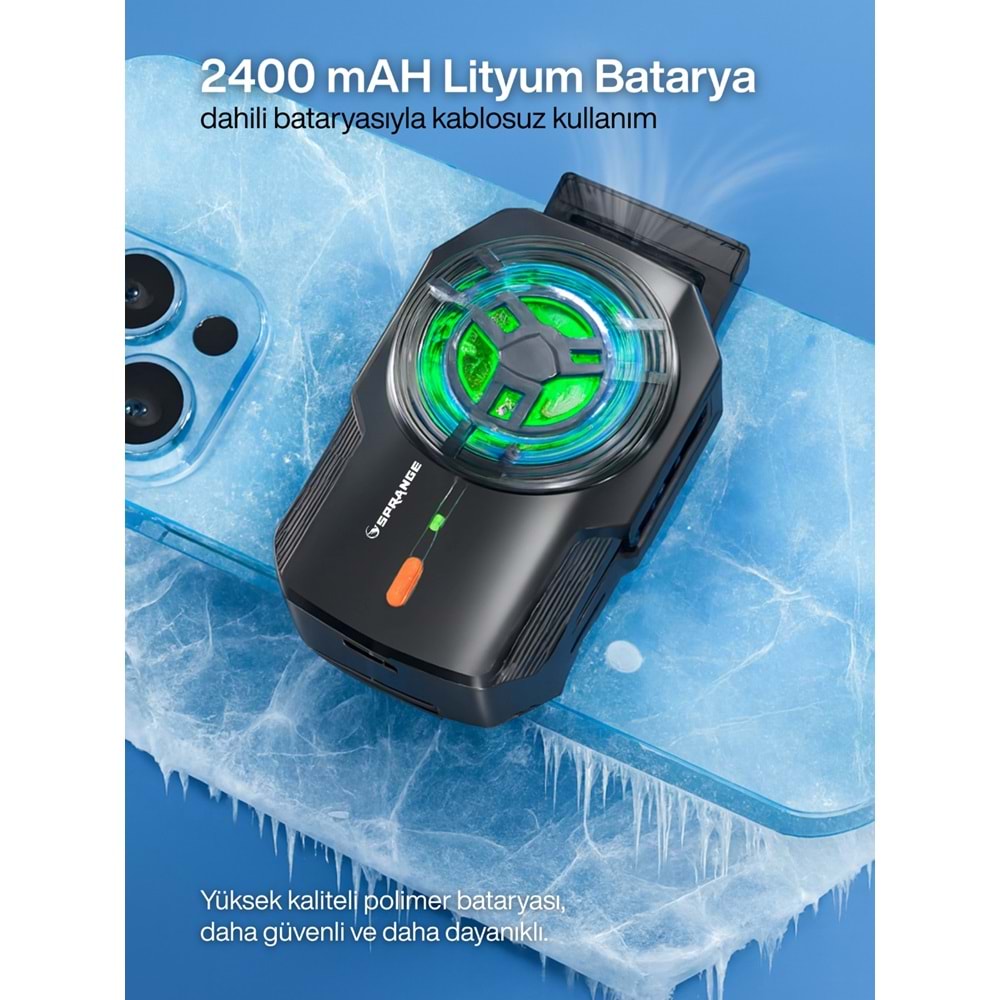SPRANGE SR-MC4 RGB Aydınlatma Manyetik 2 Kademeli 8*6*3cm Telefon Soğutucu