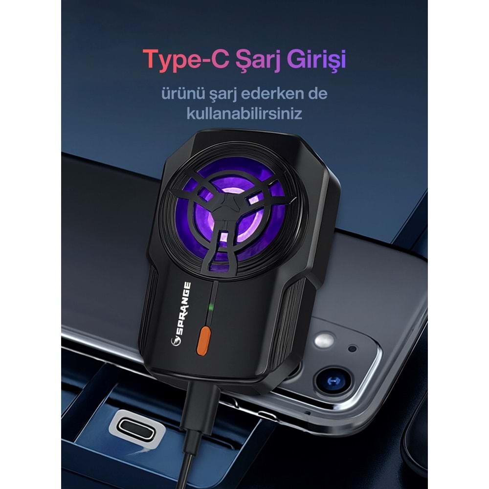 SPRANGE SR-MC4 RGB Aydınlatma Manyetik 2 Kademeli 8*6*3cm Telefon Soğutucu