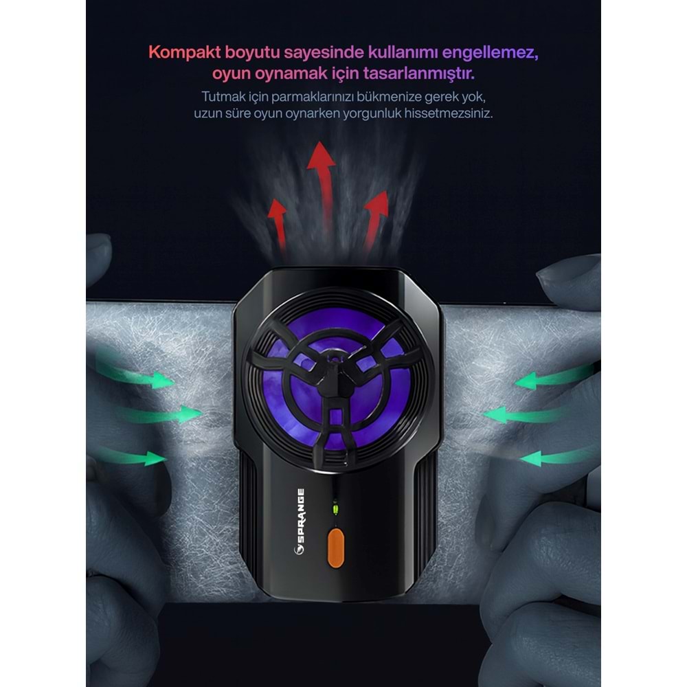 SPRANGE SR-MC4 RGB Aydınlatma Manyetik 2 Kademeli 8*6*3cm Telefon Soğutucu