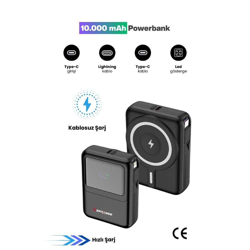 SPRANGE SR-P27M 10000 mAh Powerbank Siyah