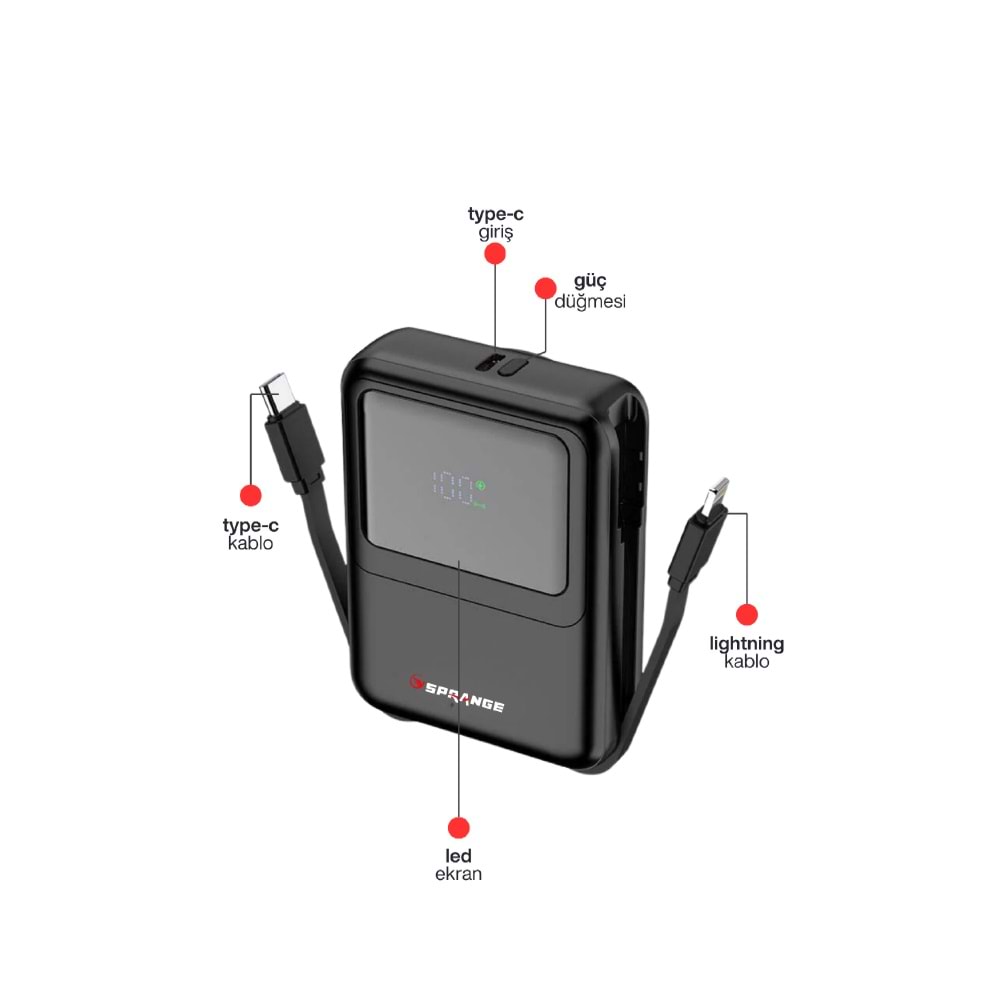 SPRANGE SR-P27M 10000 mAh Powerbank Siyah