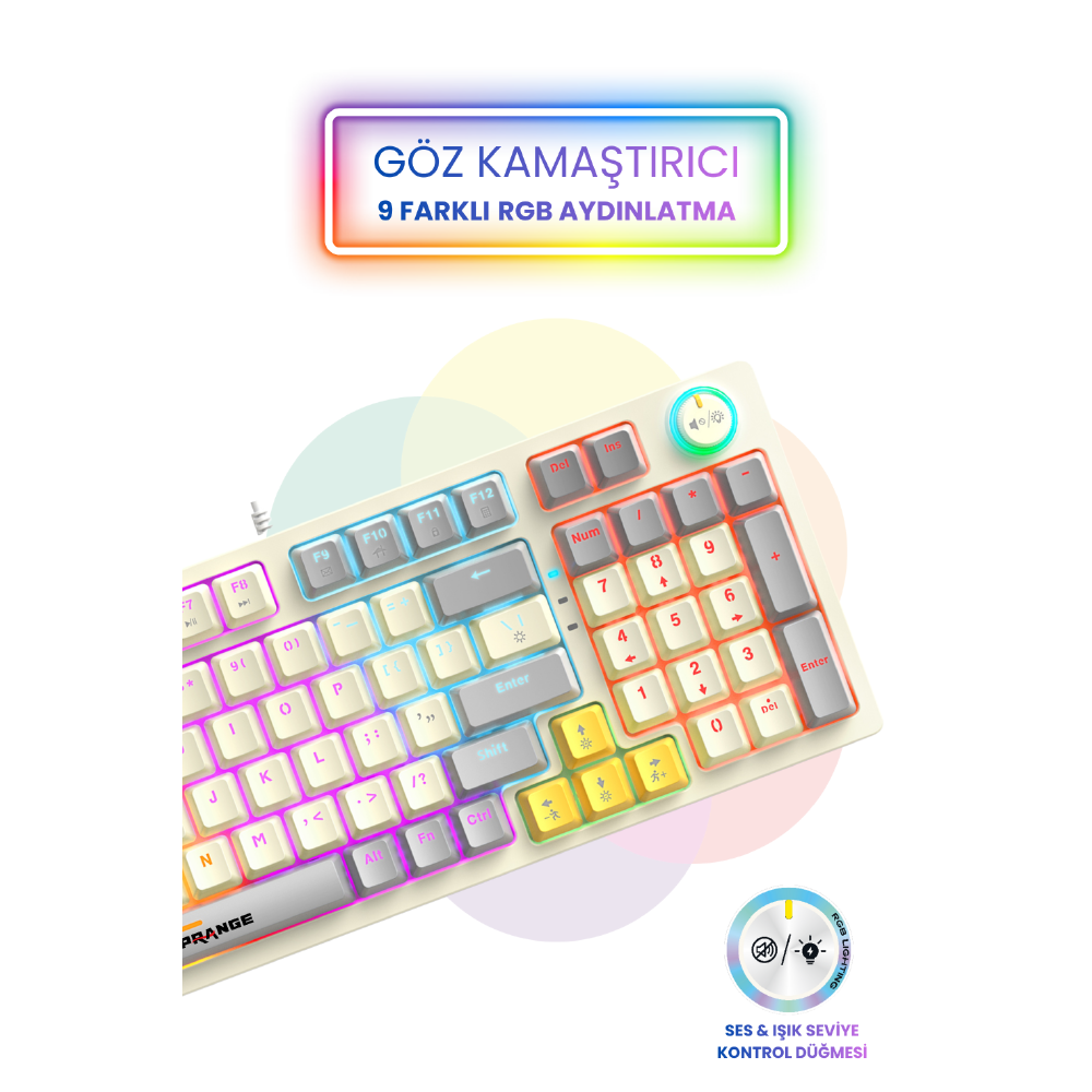 SPRANGE MK-12 Mekanik Gaming USB Q Klavye 9 Farklı RGB Aydınlatma Türkçe