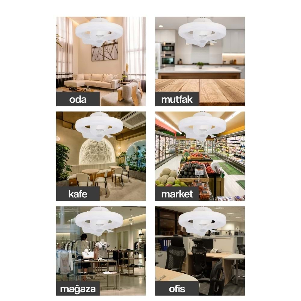 SHOAMI LDC-PS160 Kumandalı Döner Başlıklı Işıklı Vantilatör