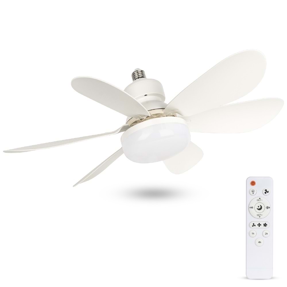 SHOAMI T0522-B Kumandalı Işıklı Vantilatör Beyaz