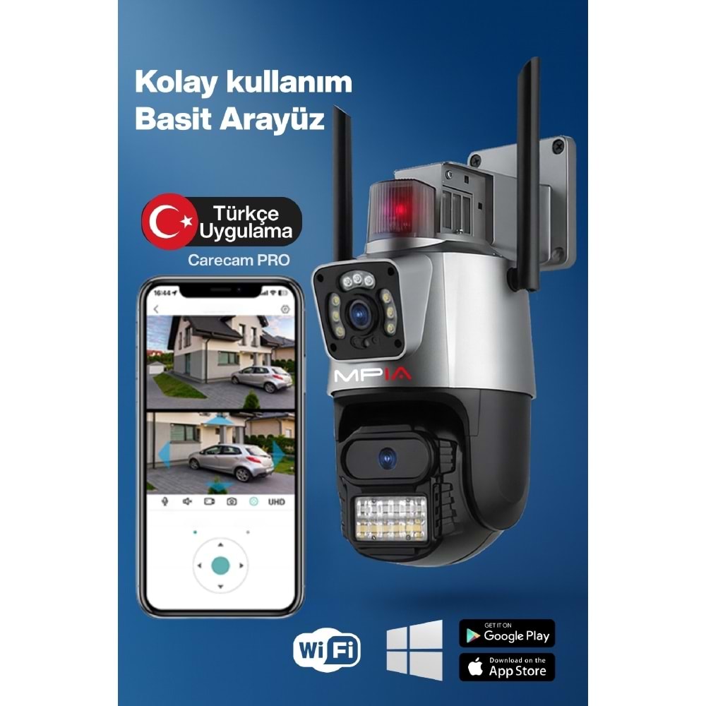 MPIA UME 3 MP + 3 MP Çift Lens Wi-Fi TF Kart Girişli Kamera
