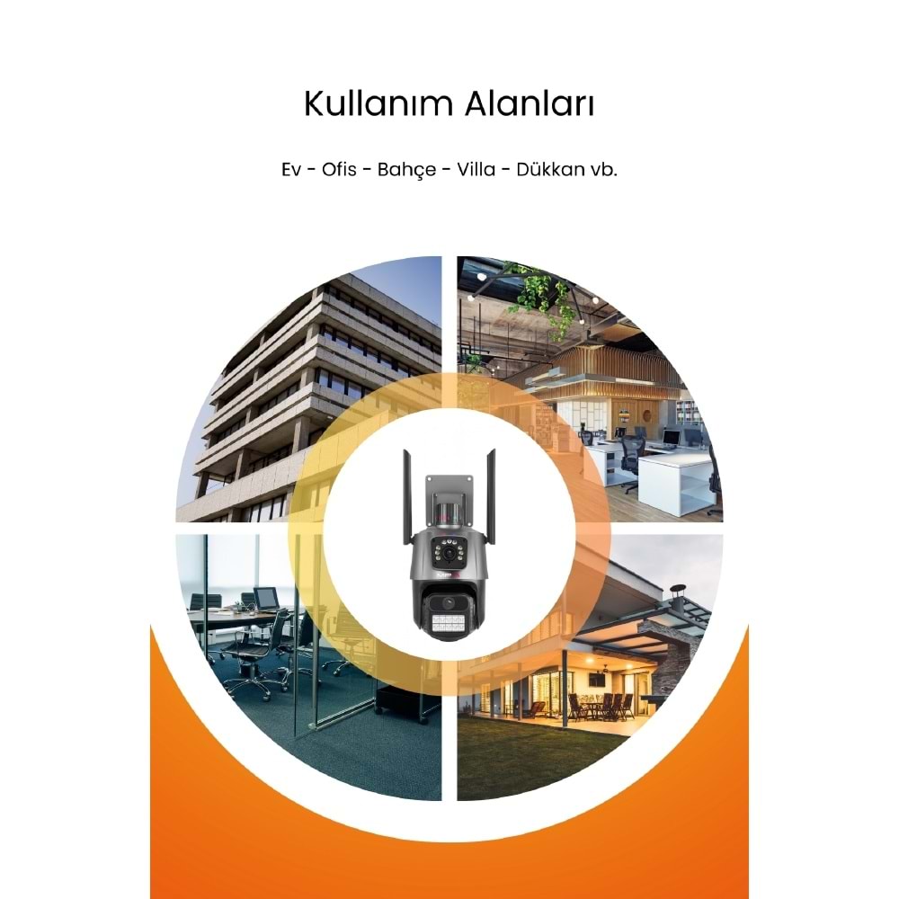 MPIA UME 3 MP + 3 MP Çift Lens Wi-Fi TF Kart Girişli Kamera