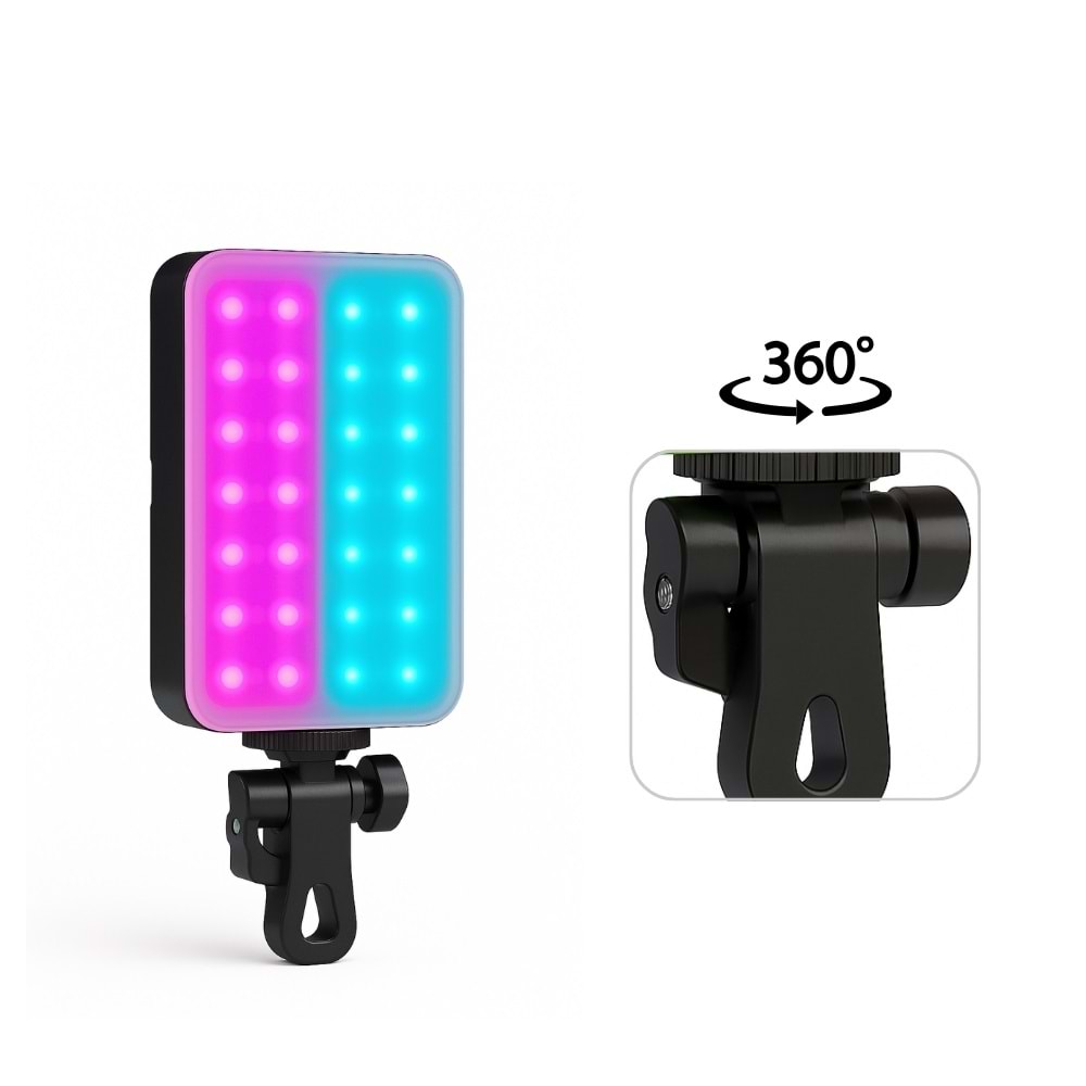 CONCORD GZ666RGB Clip-Fill Taşınabilir Mini RGB Led Selfie Işığı