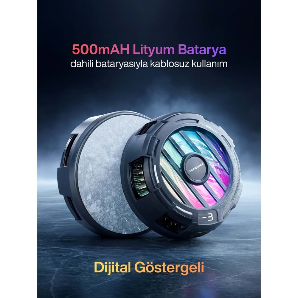 SPRANGE SR-MC7 RGB Aydınlatma Manyetik 3 Kademeli 8*5*4cm Telefon Soğutucu