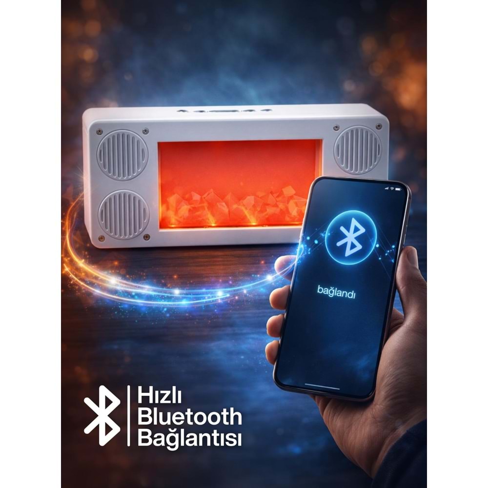 L45 Bt/Fm/Usb Alev & Şömine Efekti Hoparlör Beyaz