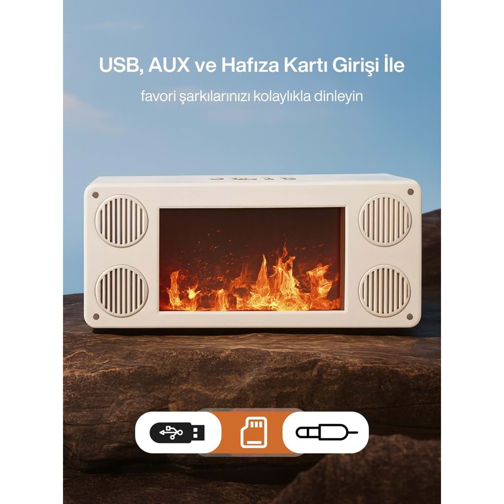 L45 Bt/Fm/Usb Alev & Şömine Efekti Hoparlör Beyaz