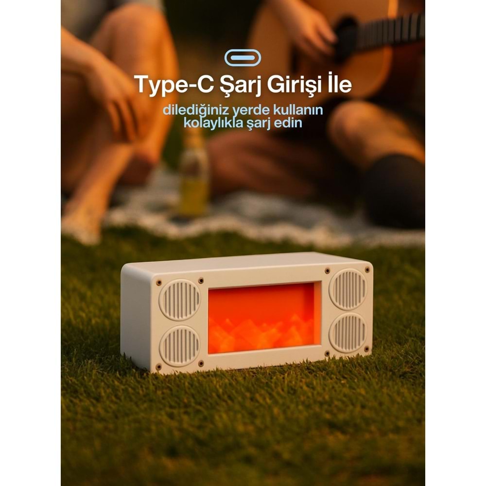 L45 Bt/Fm/Usb Alev & Şömine Efekti Hoparlör Beyaz