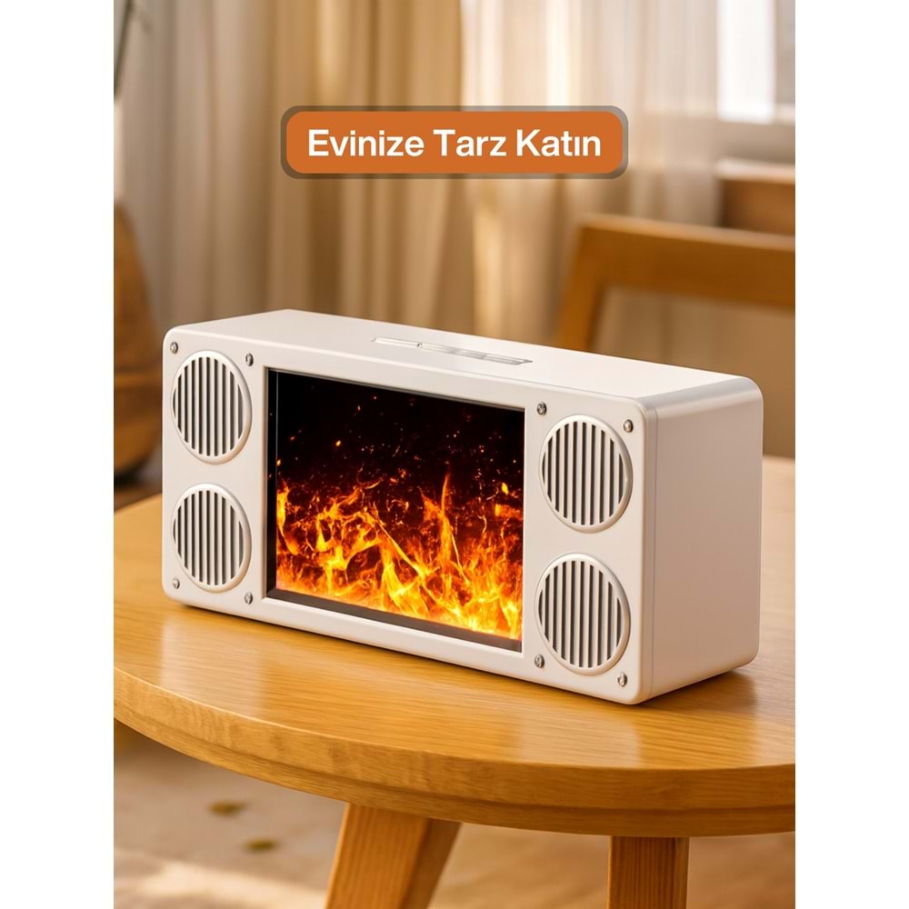 L45 Bt/Fm/Usb Alev & Şömine Efekti Hoparlör Beyaz