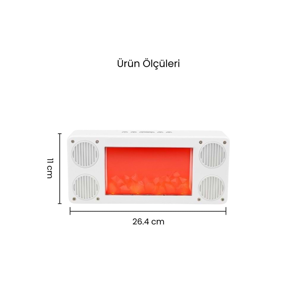 L45 Bt/Fm/Usb Alev & Şömine Efekti Hoparlör Beyaz