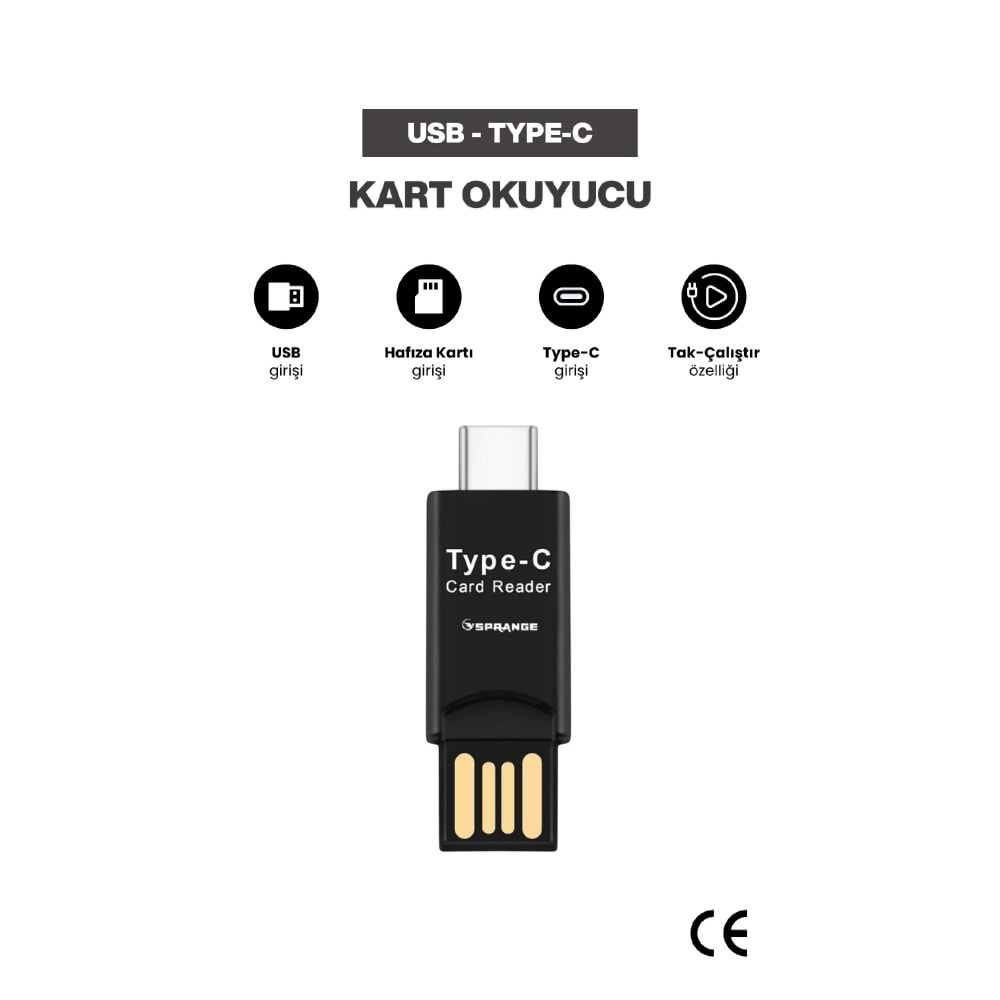 SPRANGE SR-02 Usb To Type-C Kart Okuyucu