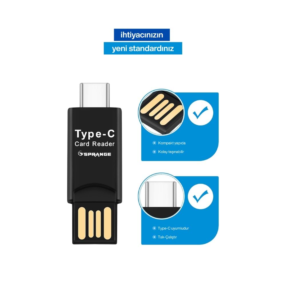 SPRANGE SR-02 Usb To Type-C Kart Okuyucu