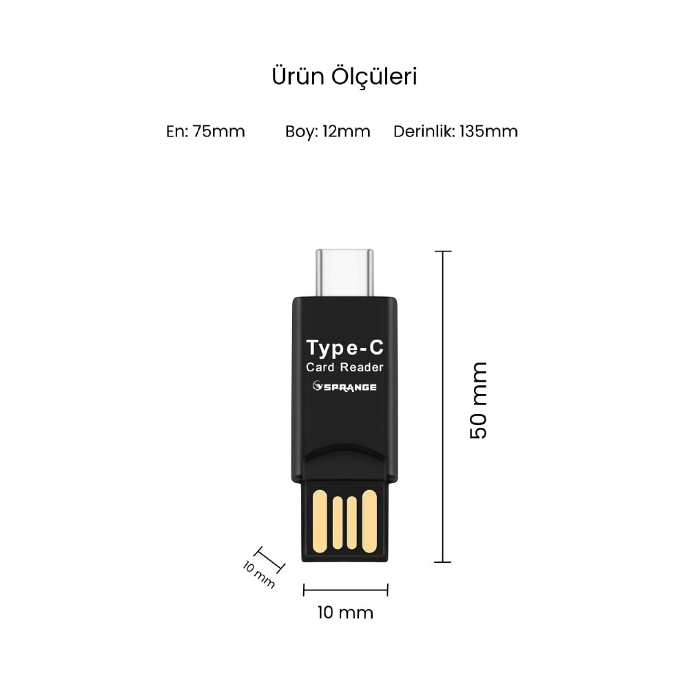 SPRANGE SR-02 Usb To Type-C Kart Okuyucu