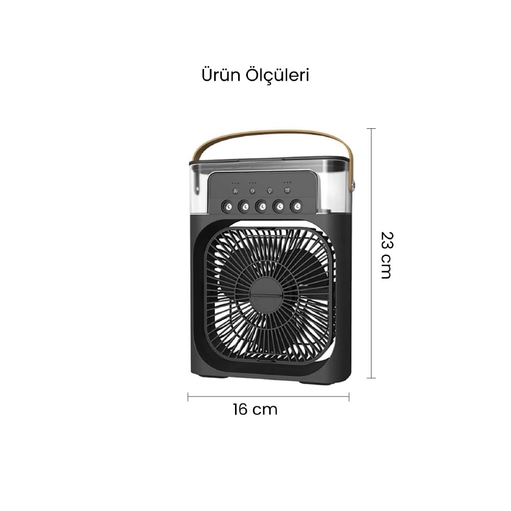 CONCORD MS-55 Hava Nemlendirici RGB Işıklı Soğutucu Fan Siyah