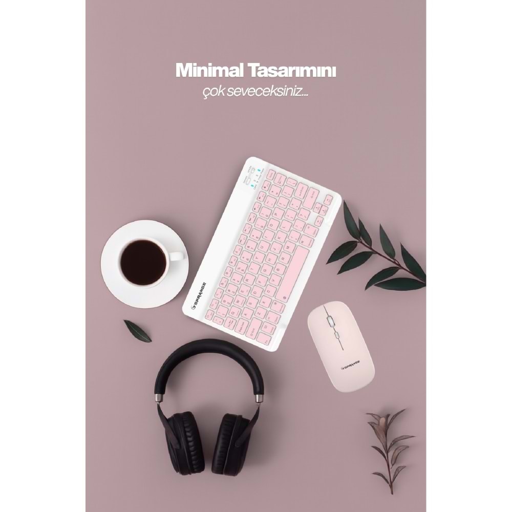 SPRANGE SR-K2 Kablosuz Klavye & Mouse Pembe