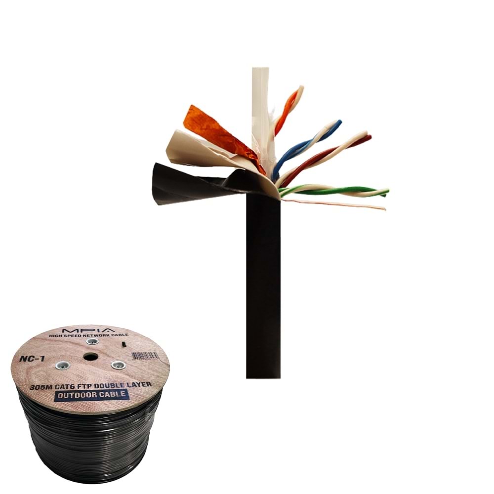 MPIA MGEF 305 Metre / 0.50mm CAT6 UTP Çift Katmanlı Dış Ortam İnternet Kablosu