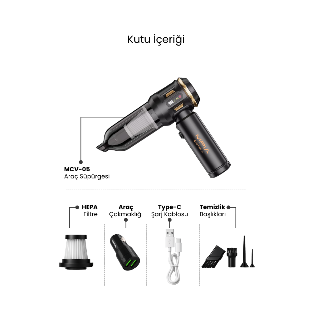 MPIA MCV-05 Gold Edition 10 IN 1 Araç Süpürgesi
