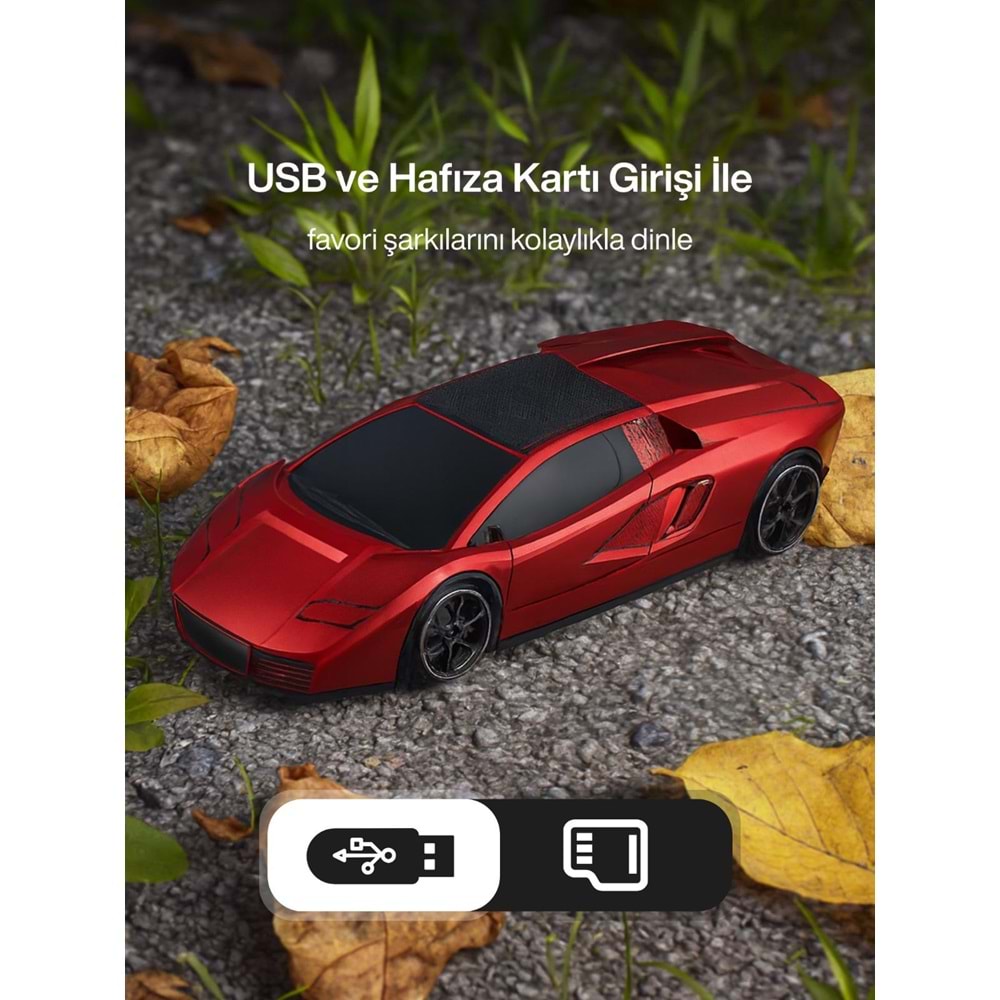HF-F121 Model Araba Görünümlü Hoparlör Kırmızı