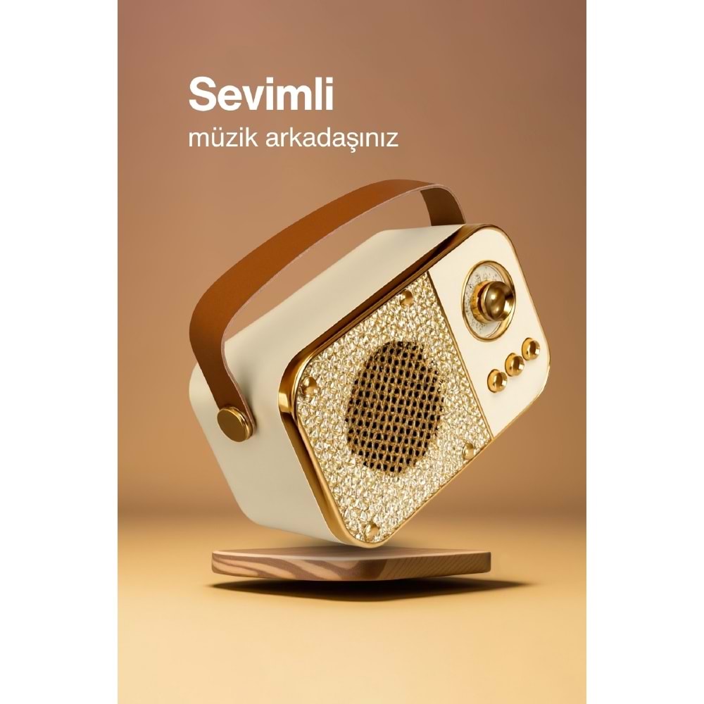 M24 USB/TF Bluetooth Hoparlör Bej