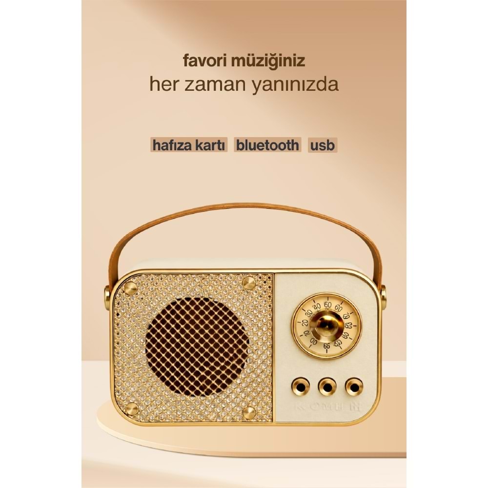 M24 USB/TF Bluetooth Hoparlör Bej