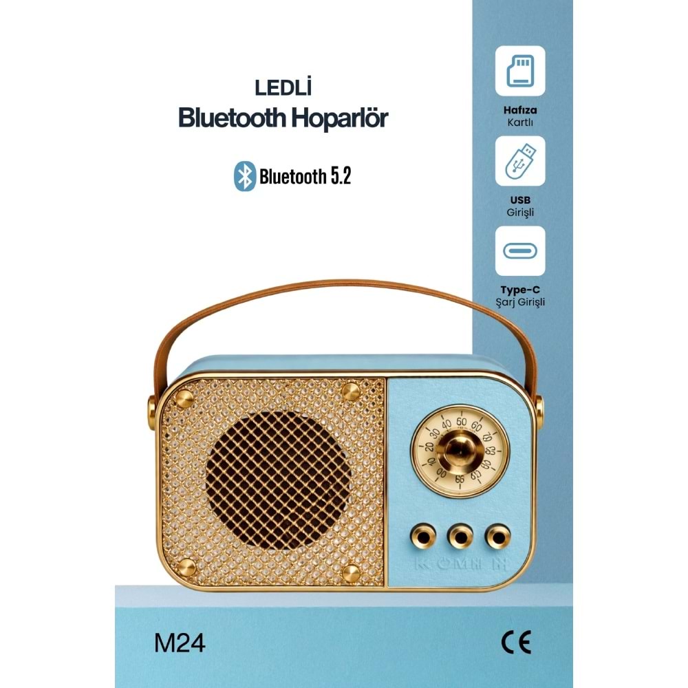M24 USB/TF Bluetooth Hoparlör Mavi
