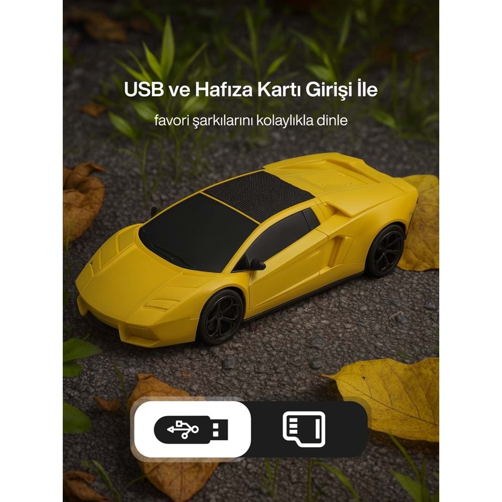 HF-F121 Model Araba Görünümlü Hoparlör Mavi-Sarı