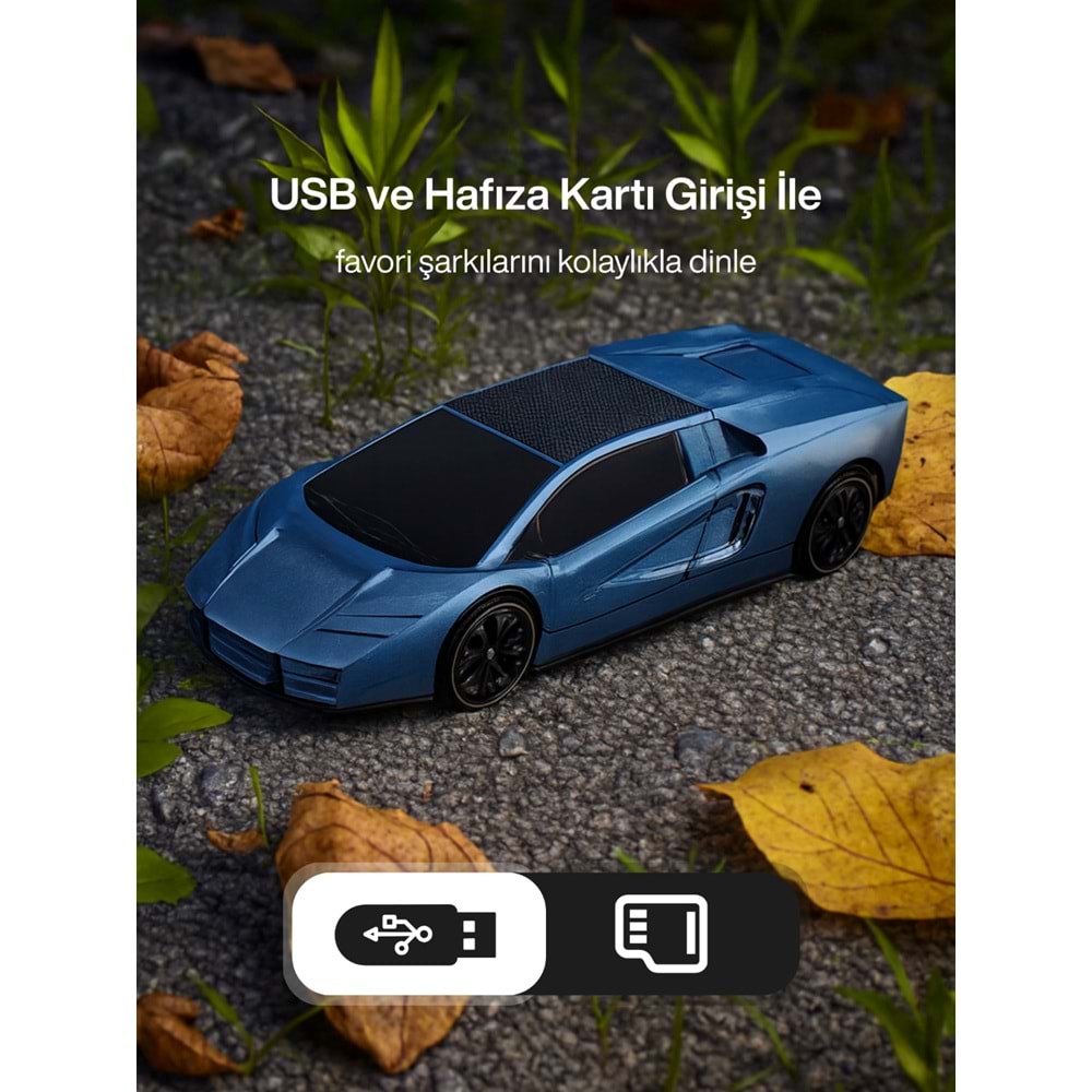 HF-F121 Model Araba Görünümlü Hoparlör Mavi-Sarı