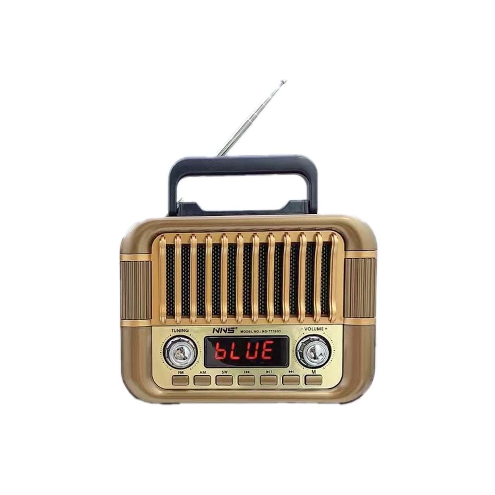 NS-7776 Nostaljik Görünüm USB & TF & Aux / Bt FM Radyo Kahverengi