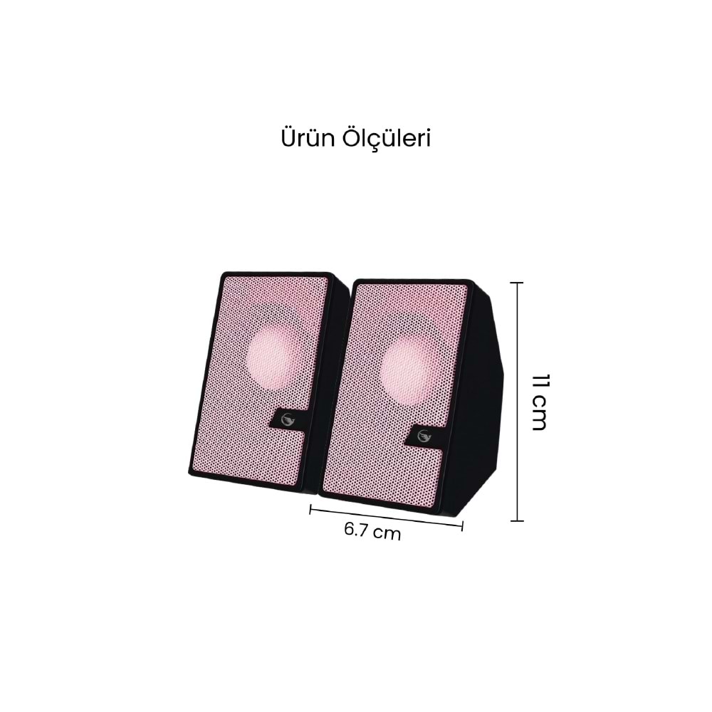 Sprange SR-PN784 3W*2 USB 2.0 + 3.5mm USB 5V Hoparlör Pembe