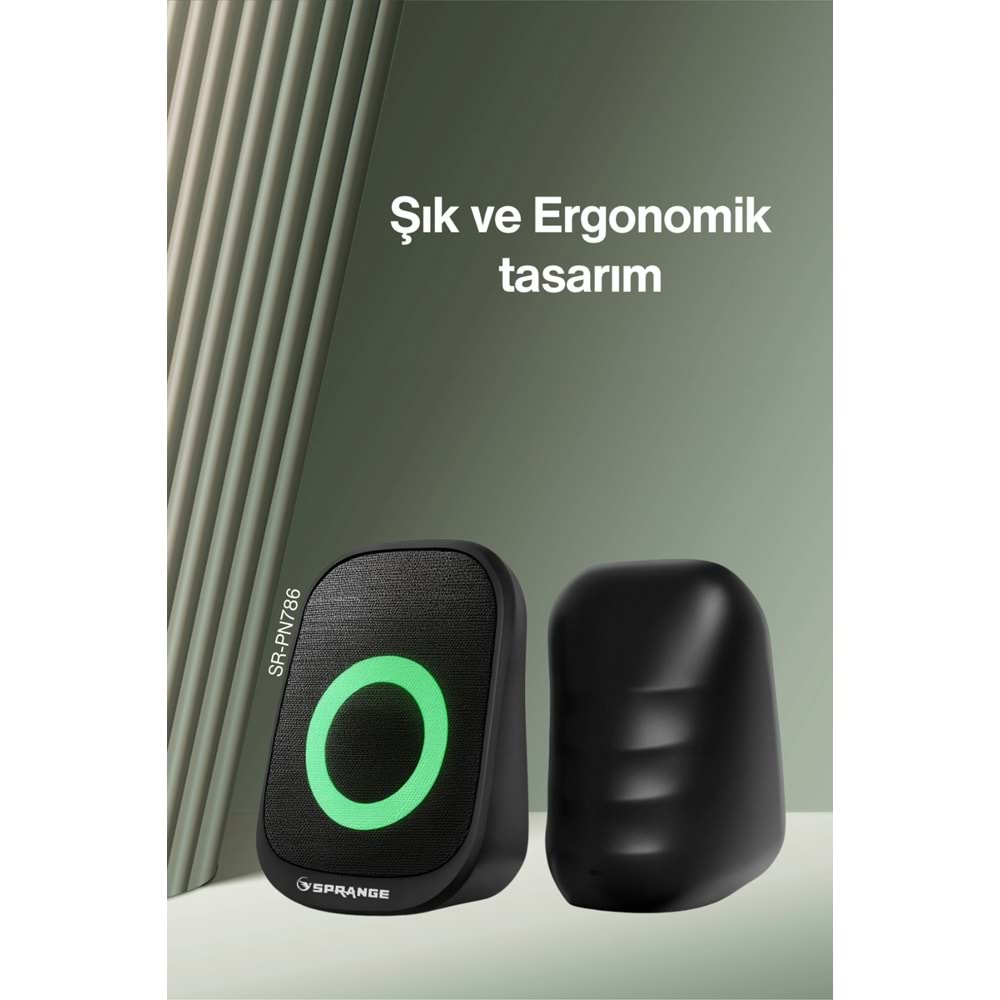Sprange SR-PN786 2.0 3W*2 USB + 3.5mm 5V Hoparlör Siyah