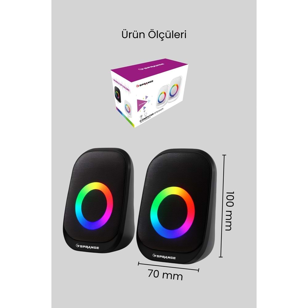 Sprange SR-PN786 2.0 3W*2 USB + 3.5mm 5V Hoparlör Siyah