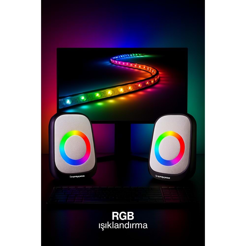 Sprange SR-PN786 2.0 3W*2 USB + 3.5mm 5V Hoparlör Beyaz