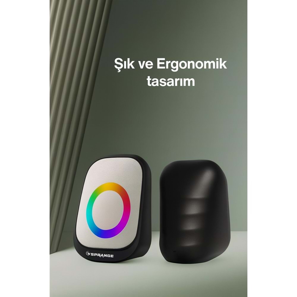 Sprange SR-PN786 2.0 3W*2 USB + 3.5mm 5V Hoparlör Beyaz
