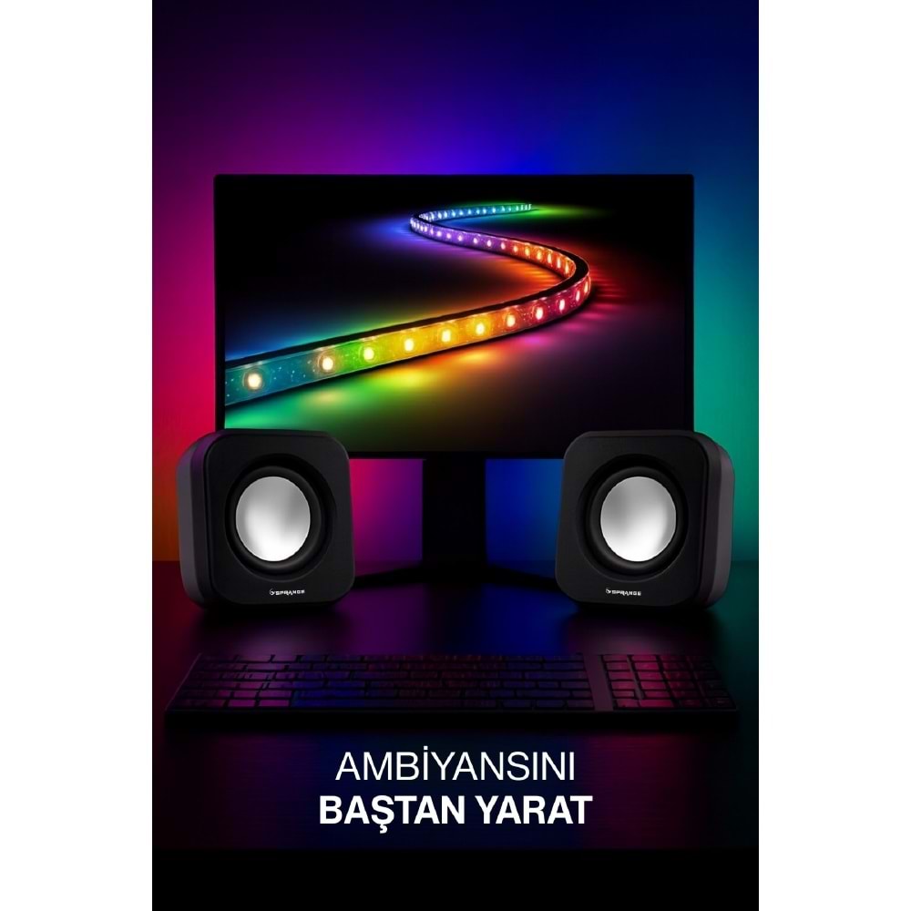 Sprange SR-PN99 2W*2 USB 2.0 + 3.5mm 5V Hoparlör Siyah