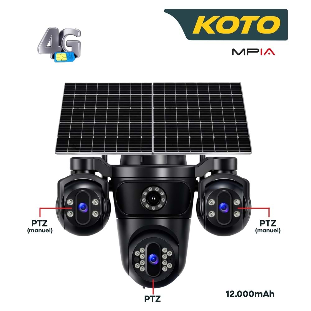 MPIA KOTO 12 MP 3 Lens 1*PTZ 4G SIM Solar Kamera