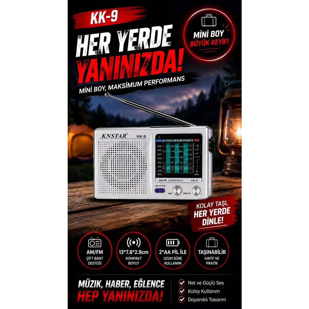 KK-9 Mini Taşınabilir FM Radyo